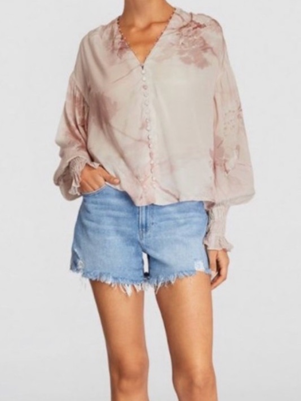 NWT AllSaints Stella Ume blouse, pink floral, women’s size 4.